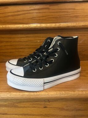 Converse Black High-Top Platform Sneakers with White Toe